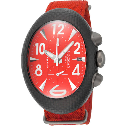 Locman Men's Watch - Nuovo Quartz Black Case Red Dial Nylon Strap | 100RDCRBQ ,