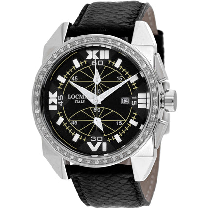 Locman Men's Watch - Cavallo Pazzo Quartz Black Dial Leather Strap | 161MOPSKDC/SKKS ,