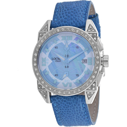 Locman Men's Watch - Cavallo Pazzo MOP Dial Blue Leather Strap | 161MOPSKDC/SKOS ,
