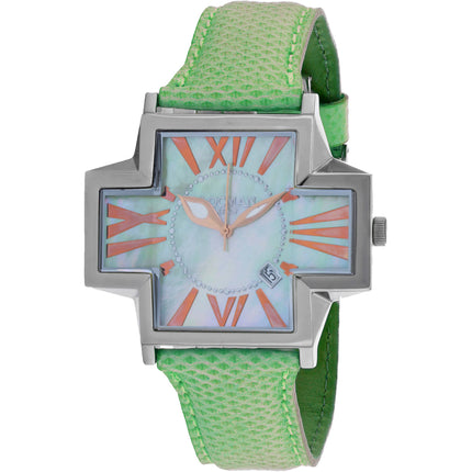 Locman Women's Watch - Italy Plus MOP Dial Green Leather Strap | 180MOPGR/GRKS ,