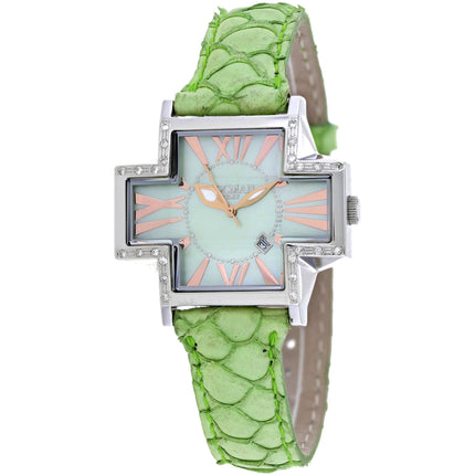 Locman Women's Watch - Plus Mother of Pearl Dial Green Leather Strap | 181SMOPGRD/GRKF ,