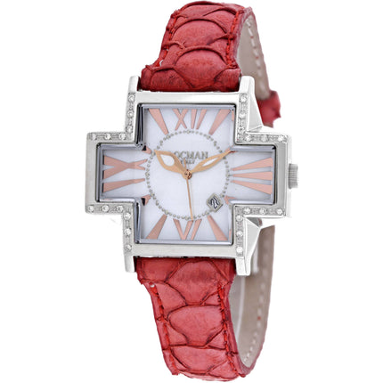Locman Women's Watch - Plus Mother of Pearl Dial Red Leather Strap | 181SMOPWHD/RD KF ,