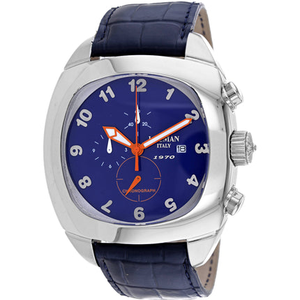 Locman Men's Watch - Classic Chronograph Blue Dial Leather Strap | 197100BL ,