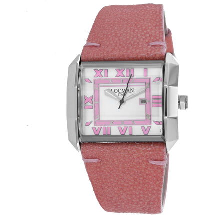 Locman Women's Watch - Classic Mother of Pearl Dial Pink Leather Strap | 232GRAY/RDSTG ,