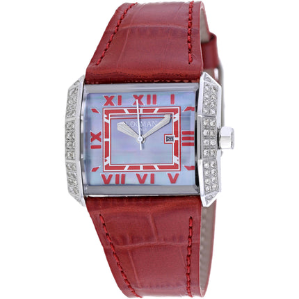 Locman Women's Watch - Classic Quartz Blue MOP Dial Red Leather Strap | 232GRAYDC/RDLE ,