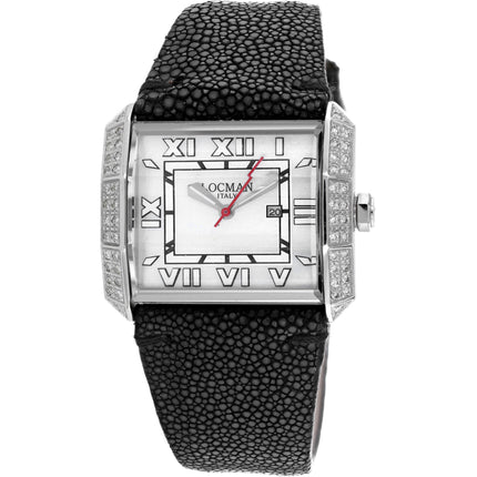 Locman Women's Watch - Classic Silver Dial Black Leather Strap | 232MOPWHDC/BK STG ,