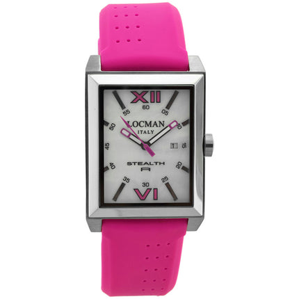 Locman Men's Watch - Classic Quartz White MOP Dial Pink Rubber Strap | 241MOPFX1FX ,