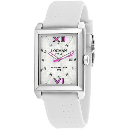 Locman Men's Watch - Classic Steel Case MOP Dial White Rubber Strap | 241MOPFX1WH ,