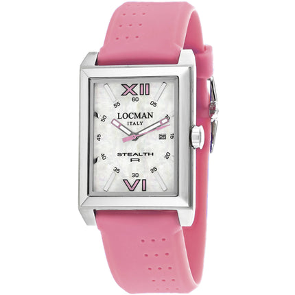 Locman Men's Watch - Classic Quartz White MOP Dial Pink Rubber Strap | 241MOPPK1PK ,