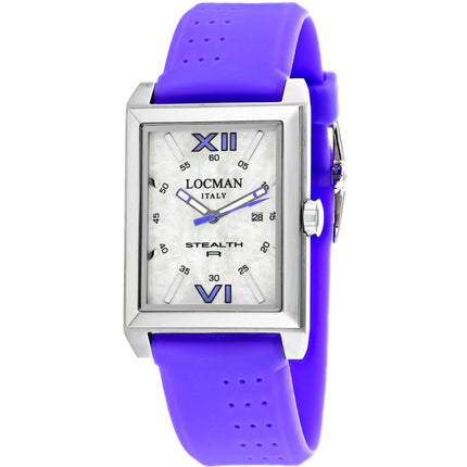 Locman Men's Watch - Classic White MOP Dial Purple Rubber Strap | 241MOPVT1VT ,