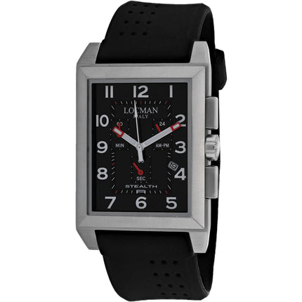 Locman Men's Watch - Stealth Quartz Steel Case Black Dial Rubber Strap | 242BK2BK ,