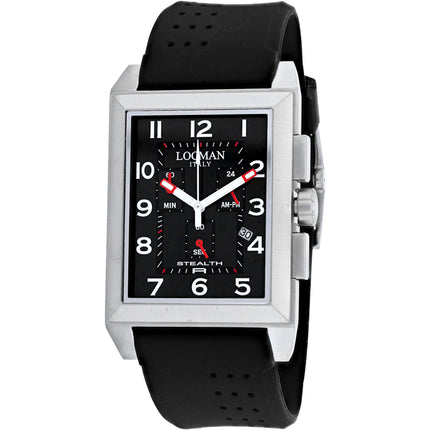 Locman Men's Watch - Stealth Steel Case Black Dial Rubber Strap | 242BK2BK/BKRU ,