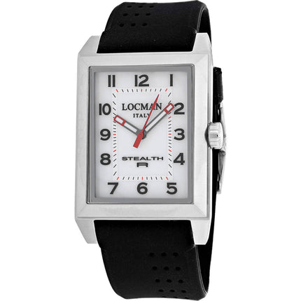 Locman Men's Watch - Stealth Quartz White Dial Black Rubber Strap | 242WH2BK/BKRU ,