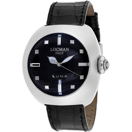 Locman Women's Watch - Classic Aluminum Case Black Dial Leather Strap | 4100BK ,