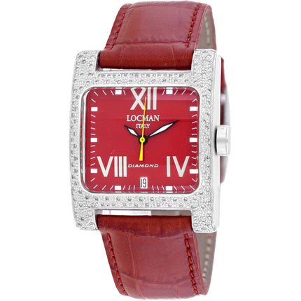 Locman Women's Watch - Classic Aluminum Case Red Dial Leather Strap | 431RD2D/RD LE ,