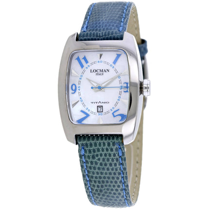 Locman Women's Watch - Titanio Mother of Pearl Dial Blue Leather Strap | 483MOPSK/SL ,