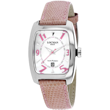 Locman Women's Watch - Classic Quartz White Dial Pink Leather Strap | 483MWNPK ,