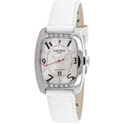 Locman Women's Watch - Titano Mother of Pearl Dial White Leather Strap | 483WHWH ,