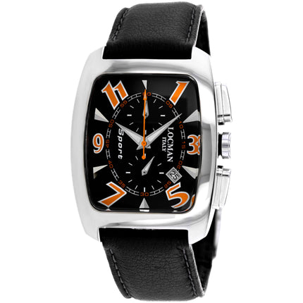 Locman Men's Watch - Classic Quartz Titanium Case Black Dial Leather Strap | 484BKNOR ,