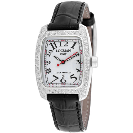 Locman Women's Watch - Diamond Quartz Grey Dial Black Leather Strap | 485AG2D/BK ,