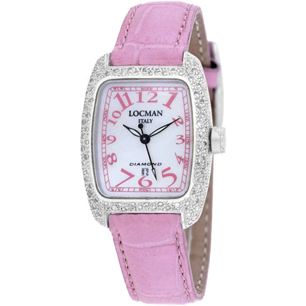 Locman Women's Watch - Diamond White MOP Dial Pink Leather Strap | 485MOPPK2DC/PK ,