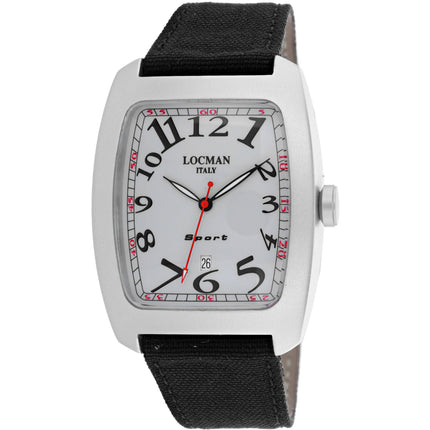 Locman Men's Watch - Classic Aluminum Case White Dial Black Leather Strap | 486AG ,