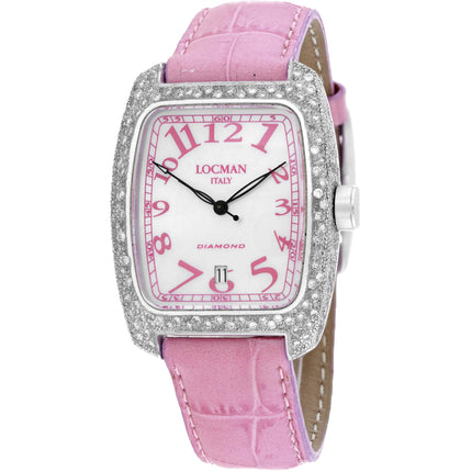 Locman Women's Watch - Diamond White MOP Dial Pink Leather Strap | 488MOPPK2DC/PK ,