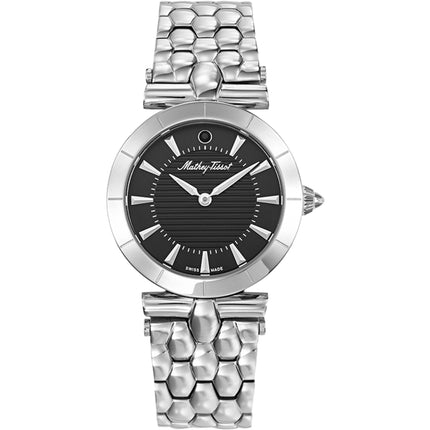 Mathey Tissot Women's Watch - Classic Black Dial Stainless Steel Bracelet | D106AN ,