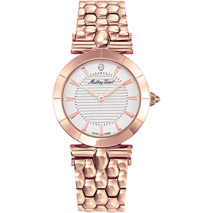 Mathey Tissot Women's Watch - Classic Silver Dial Rose Gold Steel Bracelet | D106RI ,