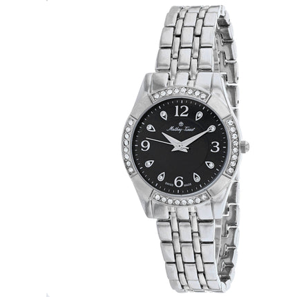 Mathey Tissot Women's Watch - FLEURY 2568 Black Dial Silver Tone Bracelet | D2568AN ,