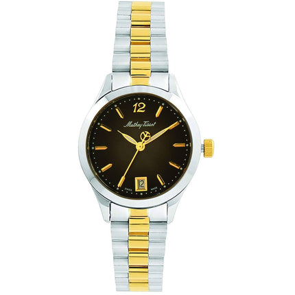 Mathey Tissot Women's Watch - Urban Black Dial Two Tone Steel Bracelet | D411MBN ,