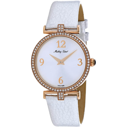 Mathey Tissot Women's Watch - Gaia Quartz Rose Gold Case Silver Dial Strap | D587QPI ,