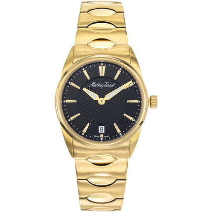 Mathey Tissot Women's Watch - Classic Black Dial Yellow Gold Steel Bracelet | D791PN ,