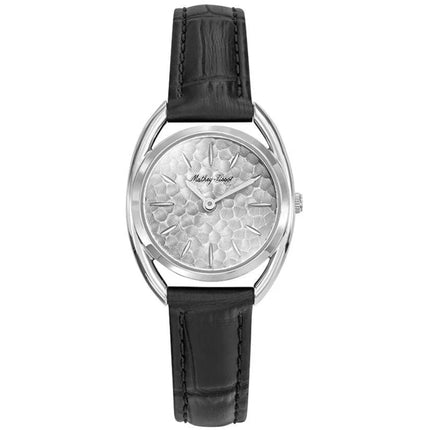 Mathey Tissot Women's Watch - Saphira Silver Tone Dial Black Leather Strap | D933ALI ,