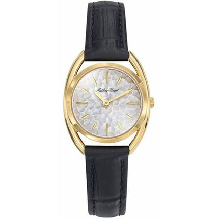 Mathey Tissot Women's Watch - Saphira Silver Dial Black Leather Strap | D933PLYI ,
