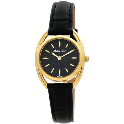 Mathey Tissot Women's Watch - Saphira Yellow Gold Case Black Dial Strap | D933PLYN ,