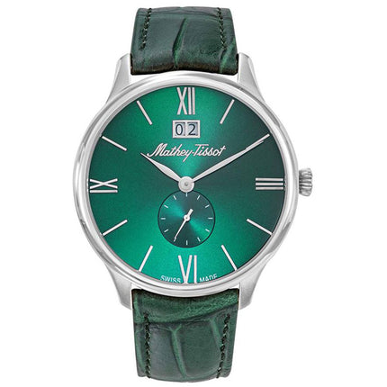 Mathey Tissot Men's Watch - Edmond Steel Case Green Dial Leather Strap | H1886QAV ,