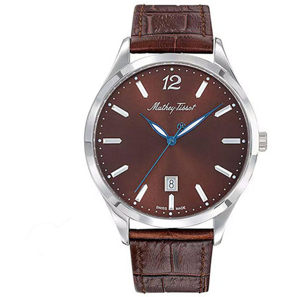 Mathey Tissot Men's Watch - Urban Quartz Steel Case Brown Dial Leather Strap | H411AM ,