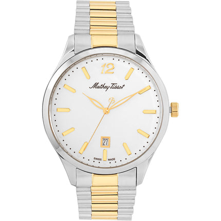 Mathey Tissot Men's Watch - Urban Quartz White Dial Two Tone Steel Bracelet H411MBI ,
