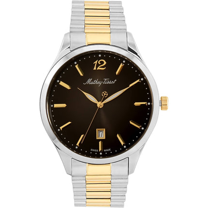 Mathey Tissot Men's Watch - Urban Quartz Black Dial Two Tone Steel Bracelet | H411MBN ,