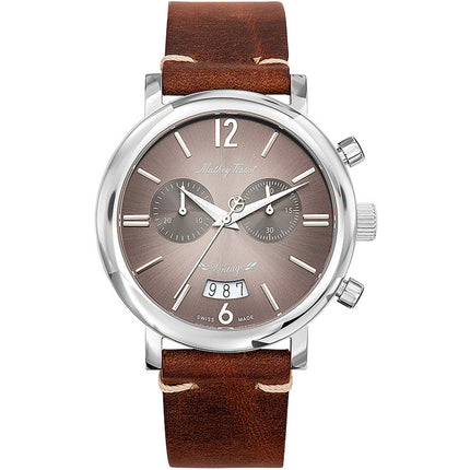 Mathey Tissot Men's Watch - Vintage Chronograph Brown Dial Leather Strap | H41CHAF ,