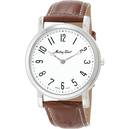 Mathey Tissot Men's Watch - City Quartz White Dial Brown Leather Strap | H611252AG ,