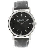 Mathey Tissot Men's Watch - City Steel Case Black Dial Leather Strap | H611252AN ,