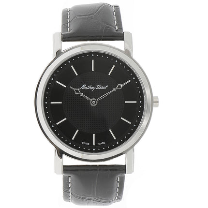 Mathey Tissot Men's Watch - City Steel Case Black Dial Leather Strap | H611252AN ,
