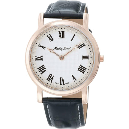 Mathey Tissot Men's Watch - City Rose Gold Case White Dial Brown Strap | H611252PBR ,