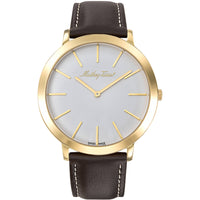 Mathey Tissot Men's Watch - Darius Quartz White Dial Brown Leather Strap | H7915PYI ,