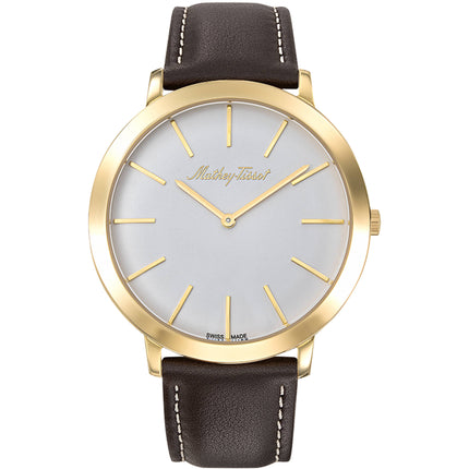 Mathey Tissot Men's Watch - Darius Quartz White Dial Brown Leather Strap | H7915PYI ,