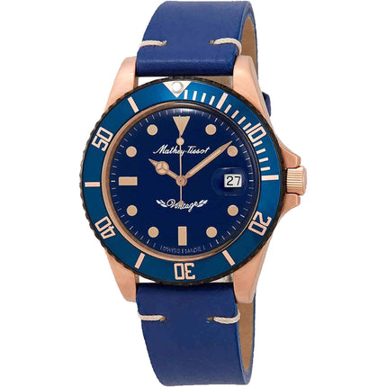 Mathey Tissot Men's Watch - Vintage Automatic Blue Dial Leather Strap | H901BZBU ,