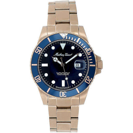 Mathey Tissot Men's Watch - Classic Blue Dial Rose Gold Steel Bracelet | H908APRBU ,