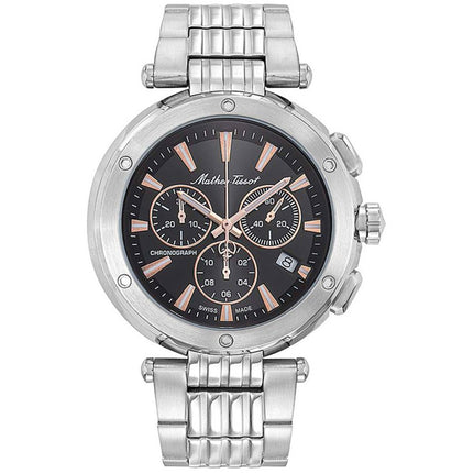 Mathey Tissot Men's Watch - Neptune Chrono Black Dial Silver Tone Bracelet | H912CHRRN ,
